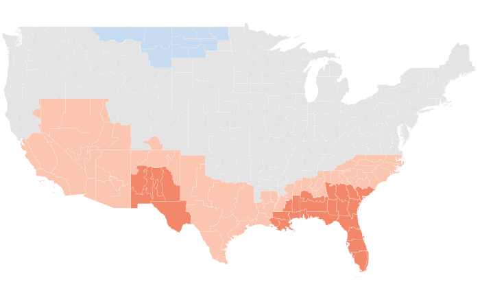 NOAA Climate Prediction Center temperature outlook for FMA 2026, redrawn by division