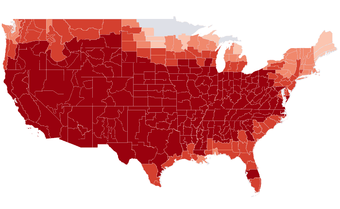 Observed temperature departure from normal for MAM 2026