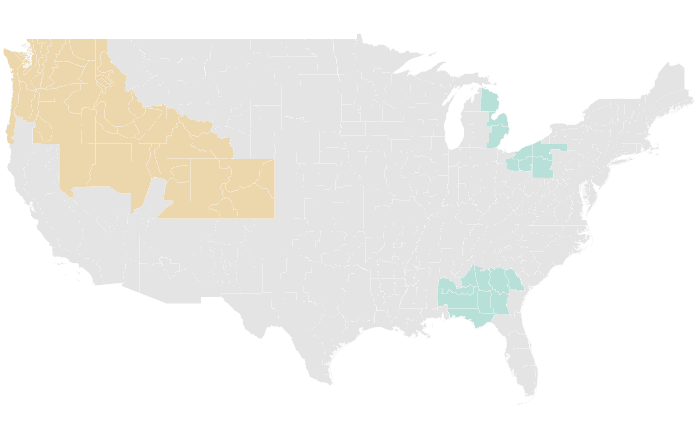 NOAA Climate Prediction Center precipitation outlook for AMJ 2026, redrawn by division