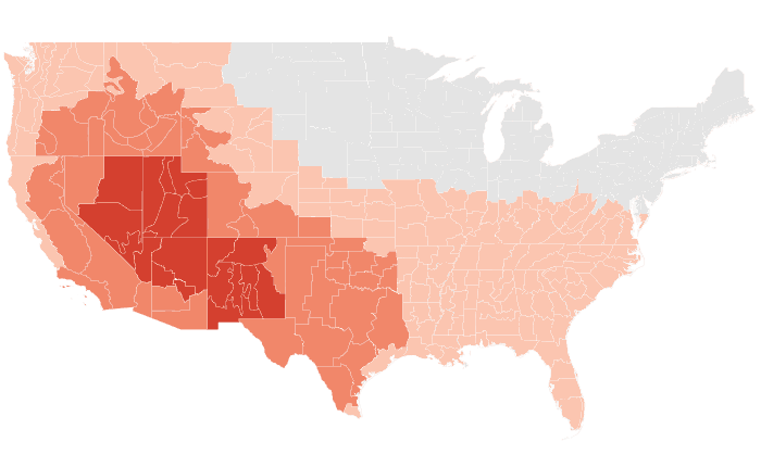 NOAA Climate Prediction Center temperature outlook for AMJ 2026, redrawn by division